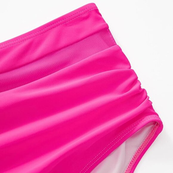 SUUKSESS Women Sexy High Waist Bikini Sets Mesh Tummy Control 2 Piece Swimsuit - Picture 5 of 6